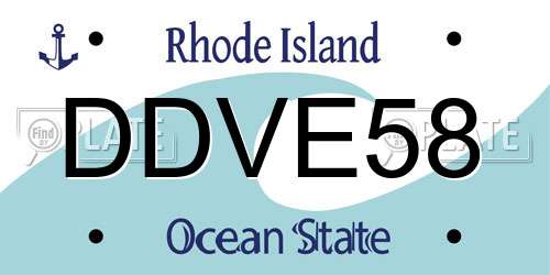 DDVE58 Rhode Island License Plate