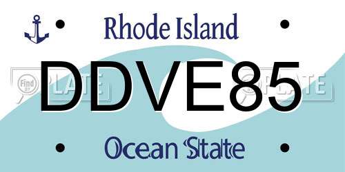 DDVE85 Rhode Island License Plate