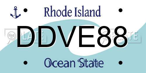 DDVE88 Rhode Island License Plate