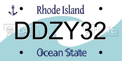 DDZY32 Rhode Island License Plate