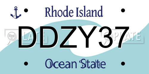 DDZY37 Rhode Island License Plate