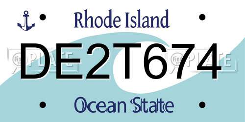 DE2T674 Rhode Island License Plate
