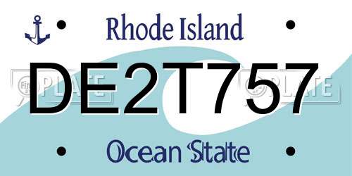 DE2T757 Rhode Island License Plate