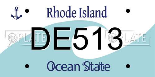DE513 Rhode Island License Plate