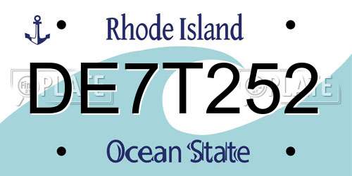 DE7T252 Rhode Island License Plate