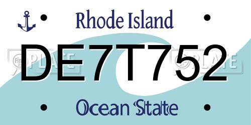 DE7T752 Rhode Island License Plate