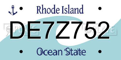 DE7Z752 Rhode Island License Plate