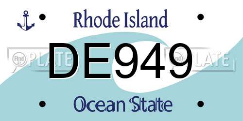DE949 Rhode Island License Plate