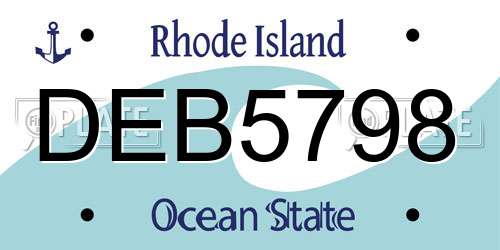 DEB5798 Rhode Island License Plate