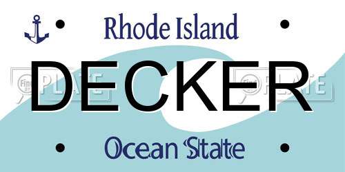 DECKER Rhode Island License Plate