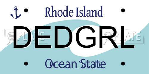 DEDGRL Rhode Island License Plate