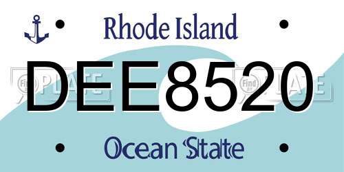 DEE8520 Rhode Island License Plate