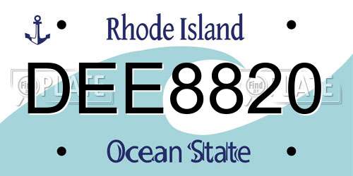 DEE8820 Rhode Island License Plate