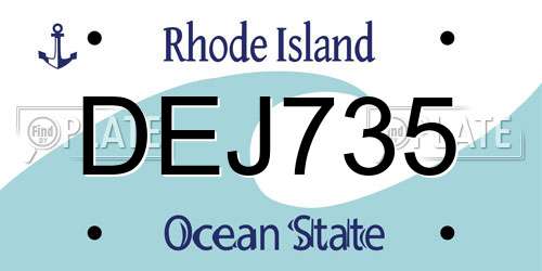 DEJ735 Rhode Island License Plate