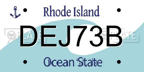DEJ73B Rhode Island License Plate