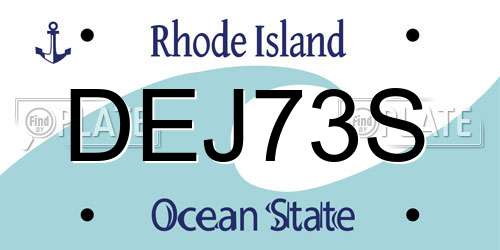 DEJ73S Rhode Island License Plate