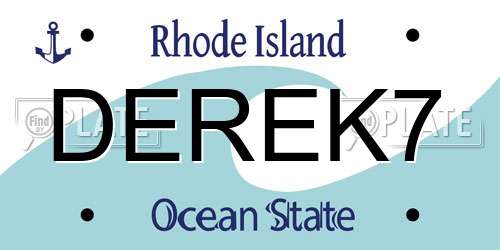 DEREK7 Rhode Island License Plate