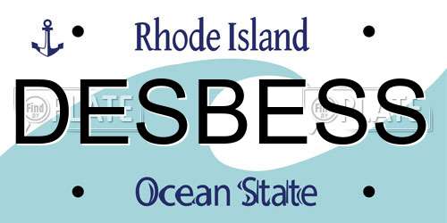 DESBESS Rhode Island License Plate