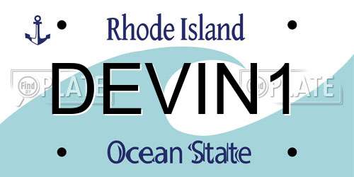 DEVIN1 Rhode Island License Plate