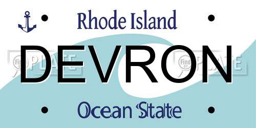 DEVRON Rhode Island License Plate