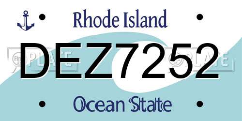DEZ7252 Rhode Island License Plate