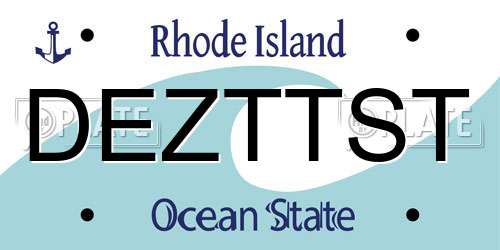 DEZTTST Rhode Island License Plate