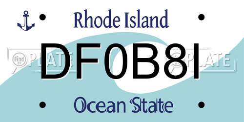 DF0B8I Rhode Island License Plate