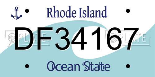 DF34167 Rhode Island License Plate