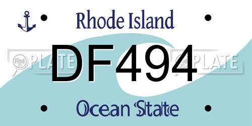 DF494 Rhode Island License Plate