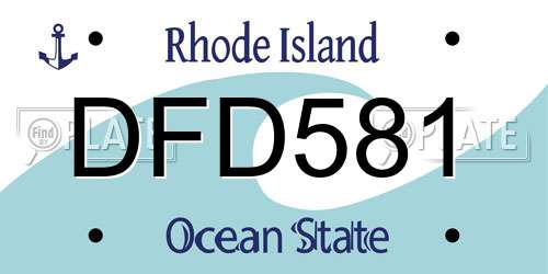 DFD581 Rhode Island License Plate