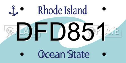 DFD851 Rhode Island License Plate