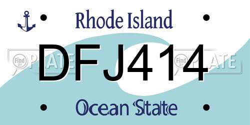 DFJ414 Rhode Island License Plate
