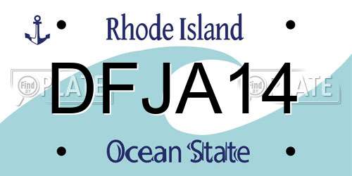 DFJA14 Rhode Island License Plate