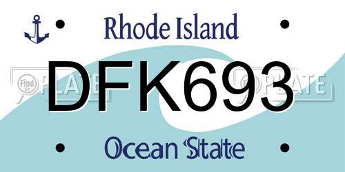 DFK693 Rhode Island License Plate