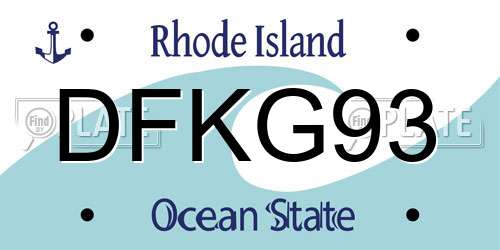 DFKG93 Rhode Island License Plate