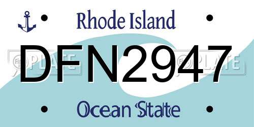 DFN2947 Rhode Island License Plate