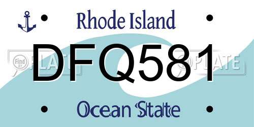DFQ581 Rhode Island License Plate