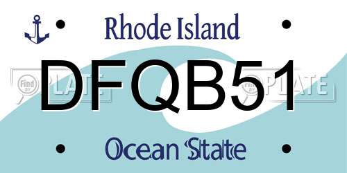 DFQB51 Rhode Island License Plate