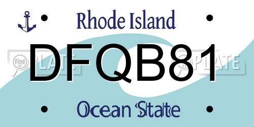 DFQB81 Rhode Island License Plate
