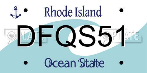 DFQS51 Rhode Island License Plate