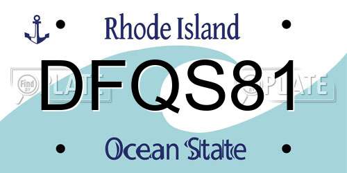 DFQS81 Rhode Island License Plate
