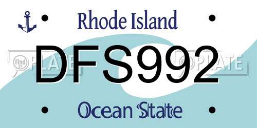 DFS992 Rhode Island License Plate
