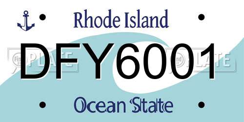DFY6001 Rhode Island License Plate