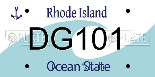 DG101 Rhode Island License Plate