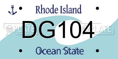 DG104 Rhode Island License Plate