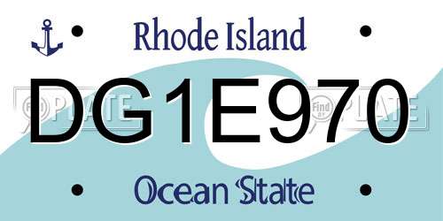 DG1E970 Rhode Island License Plate