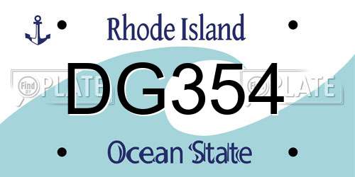 DG354 Rhode Island License Plate