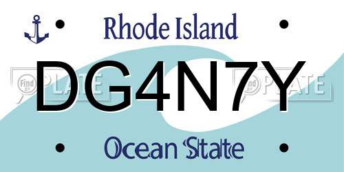 DG4N7Y Rhode Island License Plate