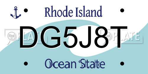 DG5J8T Rhode Island License Plate