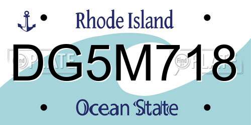 DG5M718 Rhode Island License Plate